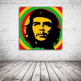 Pop Art Che Guevara Canvas - 90 x 90 cm - Canvasprint - Op dennenhouten kader - Geprint Schilderij - Popart Wanddecoratie