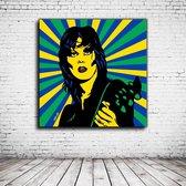 Pop Art Joan Jett Canvas - 90 x 90 cm - Canvasprint - Op dennenhouten kader - Geprint Schilderij - Popart Wanddecoratie