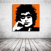 Bob Dylan Pop Art Acrylglas - 80 x 80 cm op Acrylaat glas + Inox Spacers / RVS afstandhouders - Popart Wanddecoratie