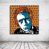 Pop Art Johnny Rotten Canvas - 80 x 80 cm - Canvasprint - Op dennenhouten kader - Geprint Schilderij - Popart Wanddecoratie