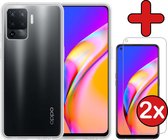 Oppo A94 4G Hoesje Siliconen Case Transparant Cover Met 2x Screenprotector - Oppo A94 4G Hoesje Cover Hoes Siliconen Met 2x Screenprotector - Transparant