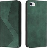 Skin Feel Magnetisch S-type Effen Kleur Horizontale Flip Leren Hoes Met Houder & Kaartsleuf & Portemonnee Voor iPhone SE 2020/8/7 (Groen)