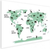 Wereldkaart Dieren Per Continent Groen - Poster 80x60