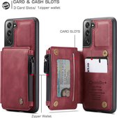 caseme - Hoesje geschikt voor Samsung Galaxy S21 FE - back cover - met rfid pasjeshouder - rood
