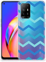 Telefoon Hoesje OPPO A94 5G | Reno5 Z Siliconen Back Cover Zigzag Blauw