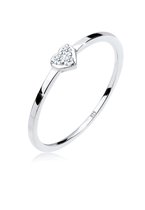 Elli PREMIUM Dames Ring Dames eenzaam hart symbool met diamant (0.04 ct.) in 925 sterling zilver