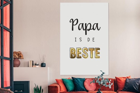 Toile Peinture Cadeau Mari - Vaderdag - Citation - 120x180 cm - Décoration murale XXL