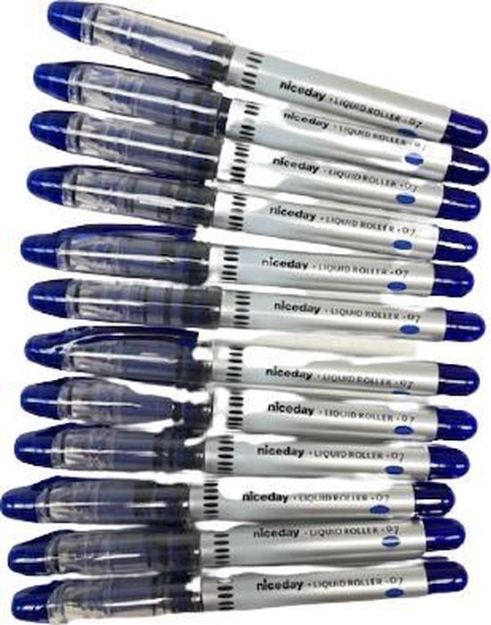 Niceday Rollerball Pen Blauw - Liquid Roller 0,7 mm - 12 stuks | bol.com