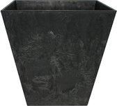 Bloempot/plantenpot gerecycled kunststof/steenpoeder zwart dia 15 cm en hoogte 15 cm - Binnen en buiten gebruik