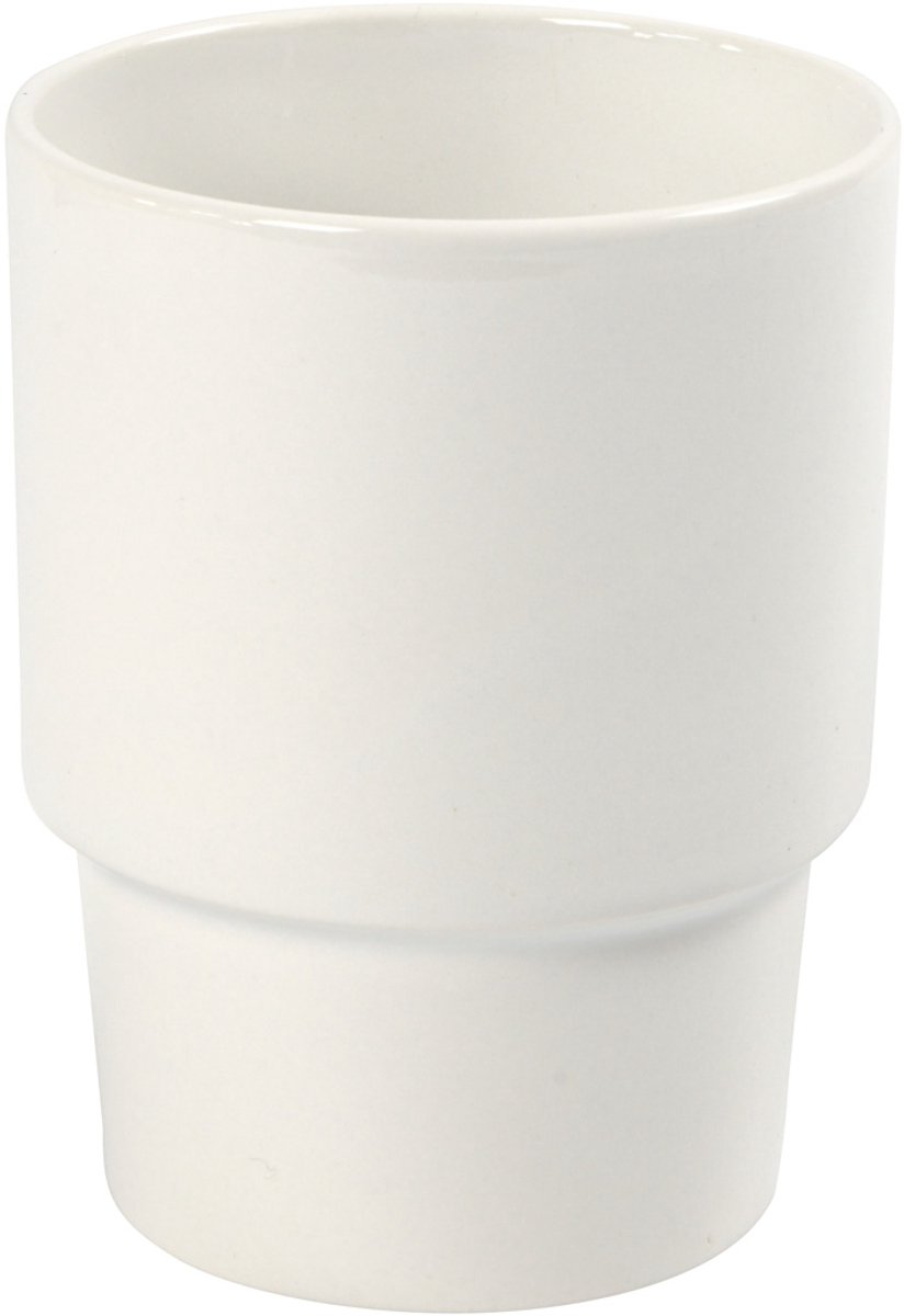 Mok, H: 11 cm, d 8,5 cm, wit, 1stuk/ 1 stuk