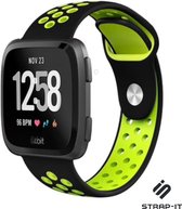 Siliconen Smartwatch bandje - Geschikt voor  Fitbit Versa / Versa 2 sport band - zwart/fluocent - Strap-it Horlogeband / Polsband / Armband