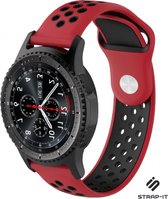 Siliconen Smartwatch bandje - Geschikt voor Strap-it Samsung Galaxy Watch 46mm sport bandje - rood-zwart - Strap-it Horlogeband / Polsband / Armband
