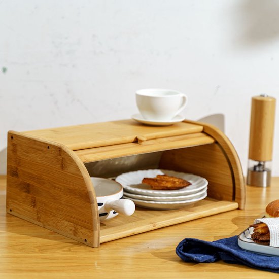 Boîte à pain en Bamboe avec couvercle coulissant - Boîte à pain Luxe et durable pour pain frais