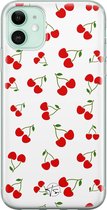 iPhone 11 hoesje - Kersjes - Soft Case Telefoonhoesje - Print - Wit