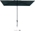 Donkergrijze Madison parasol, rechthoekig, open, op witte achtergrond.