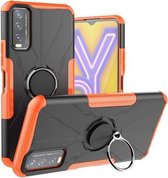 Voor vivo Y20 Armor Bear schokbestendige pc + TPU-beschermhoes met ringhouder (oranje)