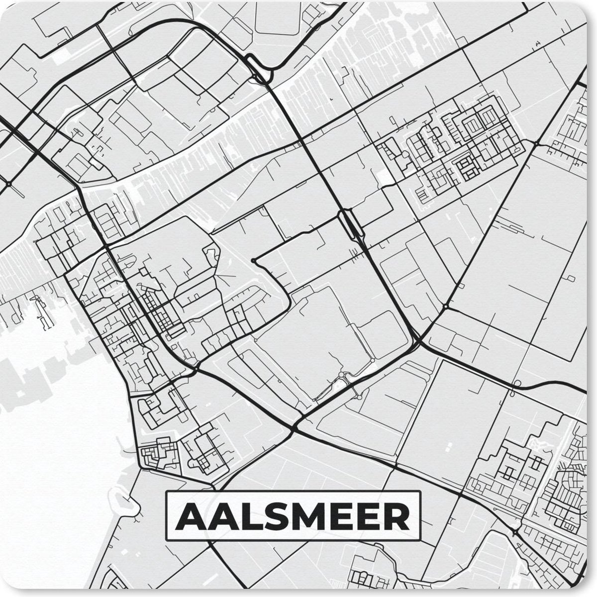 Muismat 20x20 cm - Mousepad Stadskaart - Aalsmeer - Grijs - Wit - Muismatten