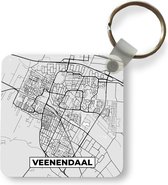 Sleutelhanger - Uitdeelcadeautjes - Stadskaart - Veenendaal - Grijs - Wit - Plastic