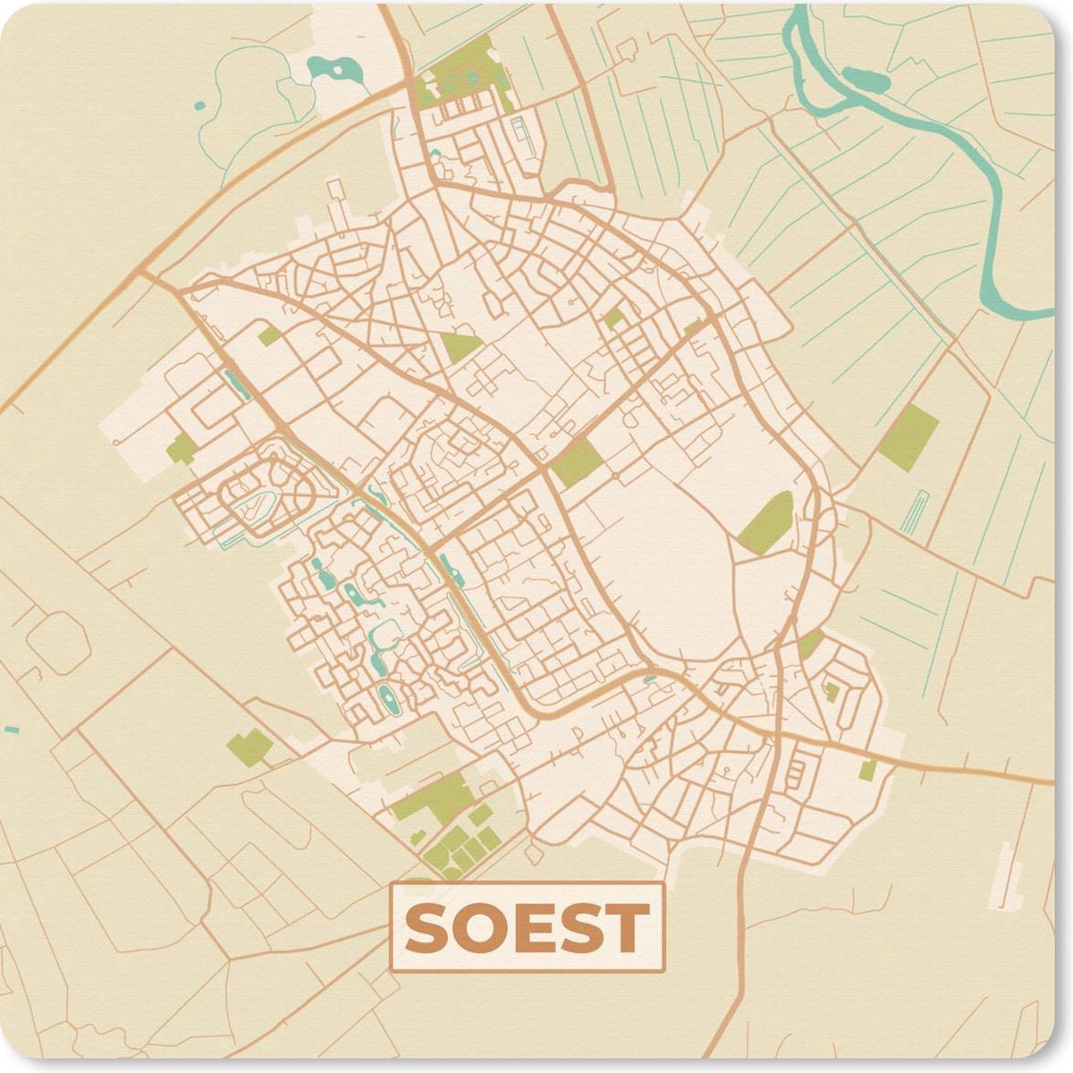 Muismat 20x20 cm - Mousepad Kaart - Soest - Vintage - Muismatten