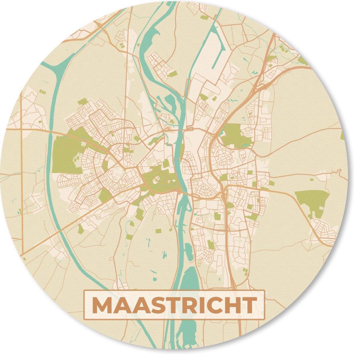 Muismat rond 30x30 cm - Mousepad Stadskaart - Maastricht - Vintage - Ronde muismatten