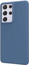 Solid hoesje Geschikt voor: Samsung Galaxy S21 Ultra Soft Touch Liquid Silicone Flexible TPU Rubber - Blauw Azuur