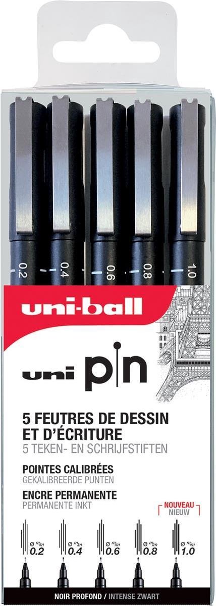Uni-ball Uni Pin Fineliner 5 Set Zwart