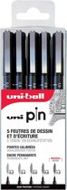 Uni-ball Pin Fineliner 5 Set Zwart