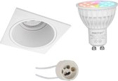 Mi-Light MiBoxer - LED Spot Set GU10 - Smart LED - Wifi LED - Slimme LED - 4W - RGB+CCT - Aanpasbare Kleur - Dimbaar - Prima Minko Pro - Inbouw Vierkant - Mat Wit - Verdiept - 90mm