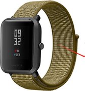 Nylon Smartwatch bandje - Geschikt voor  Xiaomi Amazfit Bip nylon band - olijf - Horlogeband / Polsband / Armband