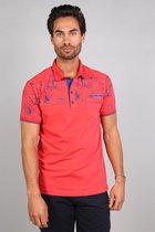 Gabbiano Poloshirt Stretch Polo Met Halve Floral Print 23172 Coral 405 Mannen Maat - L