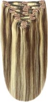 Remy Human Hair extensions Double Weft straight 24 - bruin / blond 4/24#