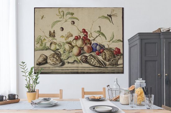 Nature morte - Peinture de Balthasar van der Ast 160x120 cm - Tirage photo sur Toile (Décoration murale salon / chambre) XXL / Groot format!