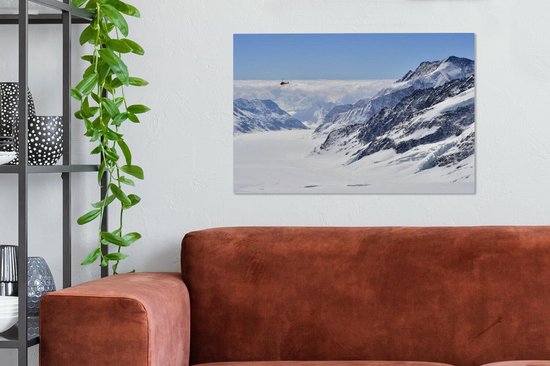 Le glacier enneigé d'Aletsch vu des airs en Suisse Toile 60x40 cm - Tirage photo sur toile (Décoration murale salon / chambre)