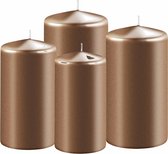 Set van 4x stuks koperen stompkaarsen 8-10-12-15 cm met diameter 6 cm - Sfeer kaarsen voor binnen