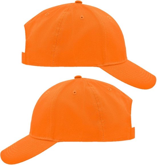 2x stuks 6-panel oranje baseball caps/petjes - Holland supporters - Koningsdag  oranje