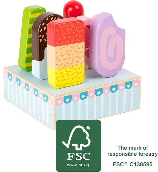 Houten speelgoed eten en drinken - Ijsjes op een stokje speelset - FSC - Houten speelgoed vanaf 3 jaar - SFC Toys
