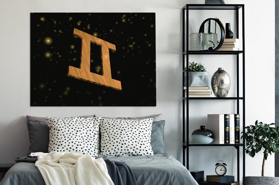 Peintures sur toile - Le signe des Gémeaux parmi les étoiles - 120x90 cm - Décoration murale