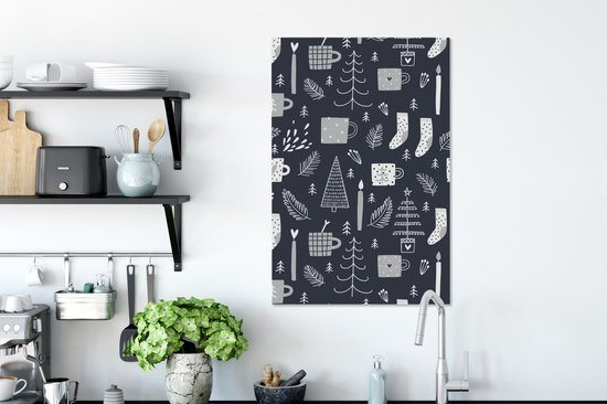 Motif pour enfants avec chaussettes et mugs et autres trucs d'hiver 60x90 cm - Tirage photo sur toile (Décoration murale salon / chambre)