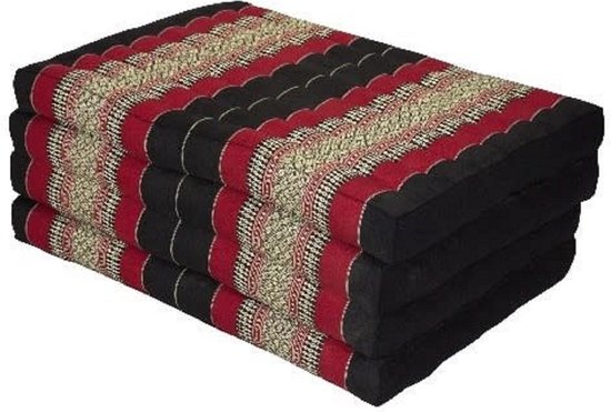 Fine Asianliving Thais Kussen Matras Gevouwen 80x200cm Mat Kussen XXXL Zwart Rood Meditatie Mat Matras van Fine Asianliving — afbeelding 2