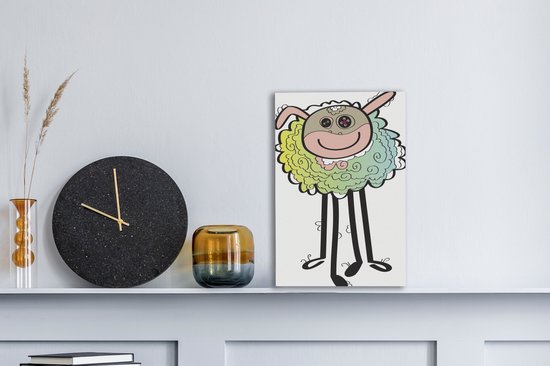 Une illustration abstraite d'un mouton 20x30 cm - petit - Tirage photo sur toile (Décoration murale salon / chambre) / Peintures sur toile Animaux de la ferme