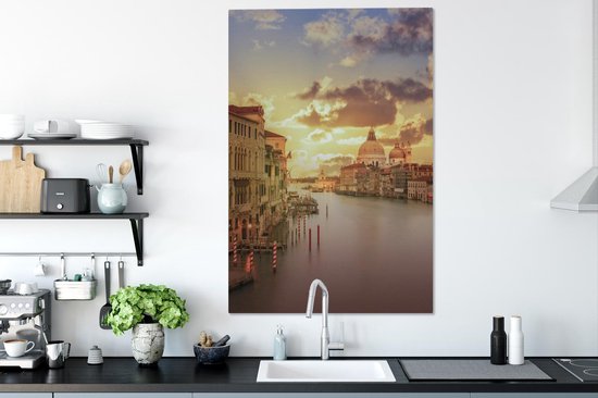 Grand Canal au coucher du soleil 90x140 cm - Tirage photo sur toile (Décoration murale salon / chambre) / Villes européennes Peintures sur toile