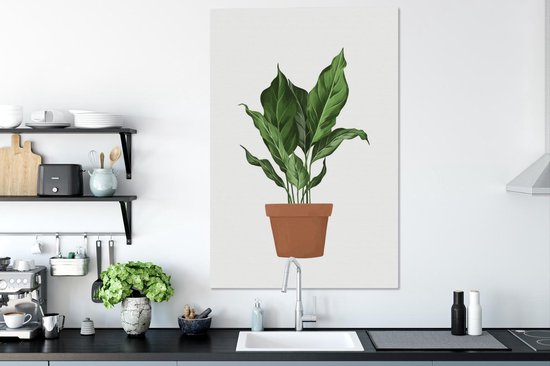 Illustration d'une plant aux feuilles luxuriantes sur fond blanc 90x140 cm - Tirage photo sur toile (Décoration murale salon / chambre)