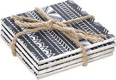 Onderzetters voor Glazen - Zwart-wit - Hout - 11cm - 4 stuks