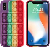iMoshion Pop It Fidget Toy - Pop It hoesje voor de iPhone Xs / X - Rainbow