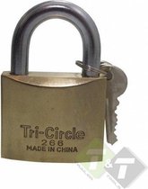 Hangslot Tri-Circle, 63mm, hoogte 43mm, breedte 54mm, dikte 11mm, inc. 3 sleutels