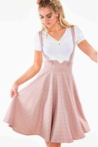 Voodoo Vixen Hoge taille rok -L- Helena Pink Plaid Roze
