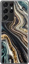 Samsung Galaxy S21 Ultra hoesje siliconen - Marmer swirl - Soft Case Telefoonhoesje - Marmer - Multi