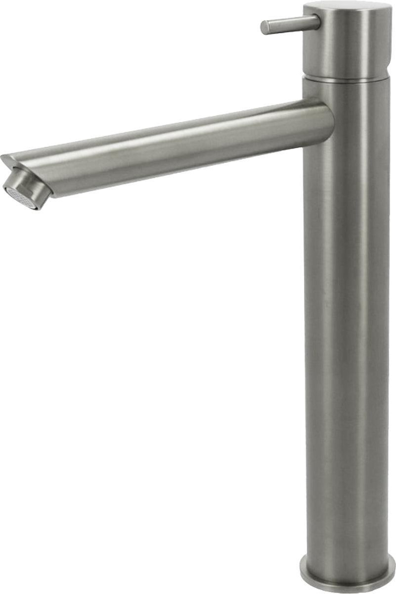 Hotbath Cobber - Wastafelmengkraan - zonder Waste - Laag - Geborsteld Nikkel - Opbouw - Nikkel - V03