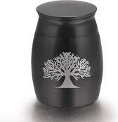 Mini urn rvs tree of life zwart