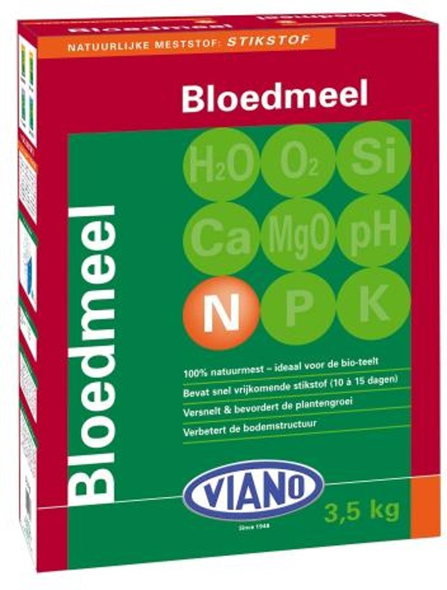 Viano Bloedmeel 3.5 kg - set van 2 stuks - Stikstofrijke, natuurlijke meststof - Betere bodemstructuur - Voor een goede groeistart